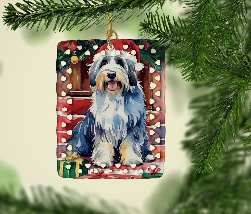 Bearded Collie Christmas Porcelain Ornament Christmas Tree Hanging Decorations for Home Christmas Holiday, Rectangle, Gift, Multicolor