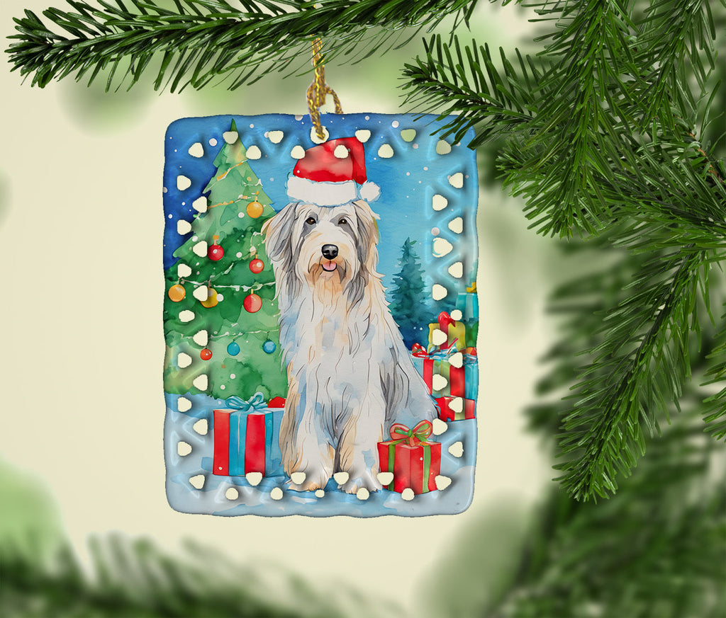 Bearded Collie Christmas Porcelain Ornament Christmas Tree Hanging Decorations for Home Christmas Holiday, Rectangle, Gift, Multicolor