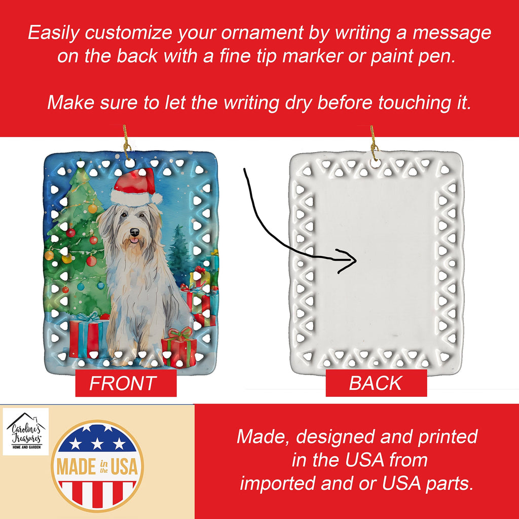 Bearded Collie Christmas Porcelain Ornament Christmas Tree Hanging Decorations for Home Christmas Holiday, Rectangle, Gift, Multicolor