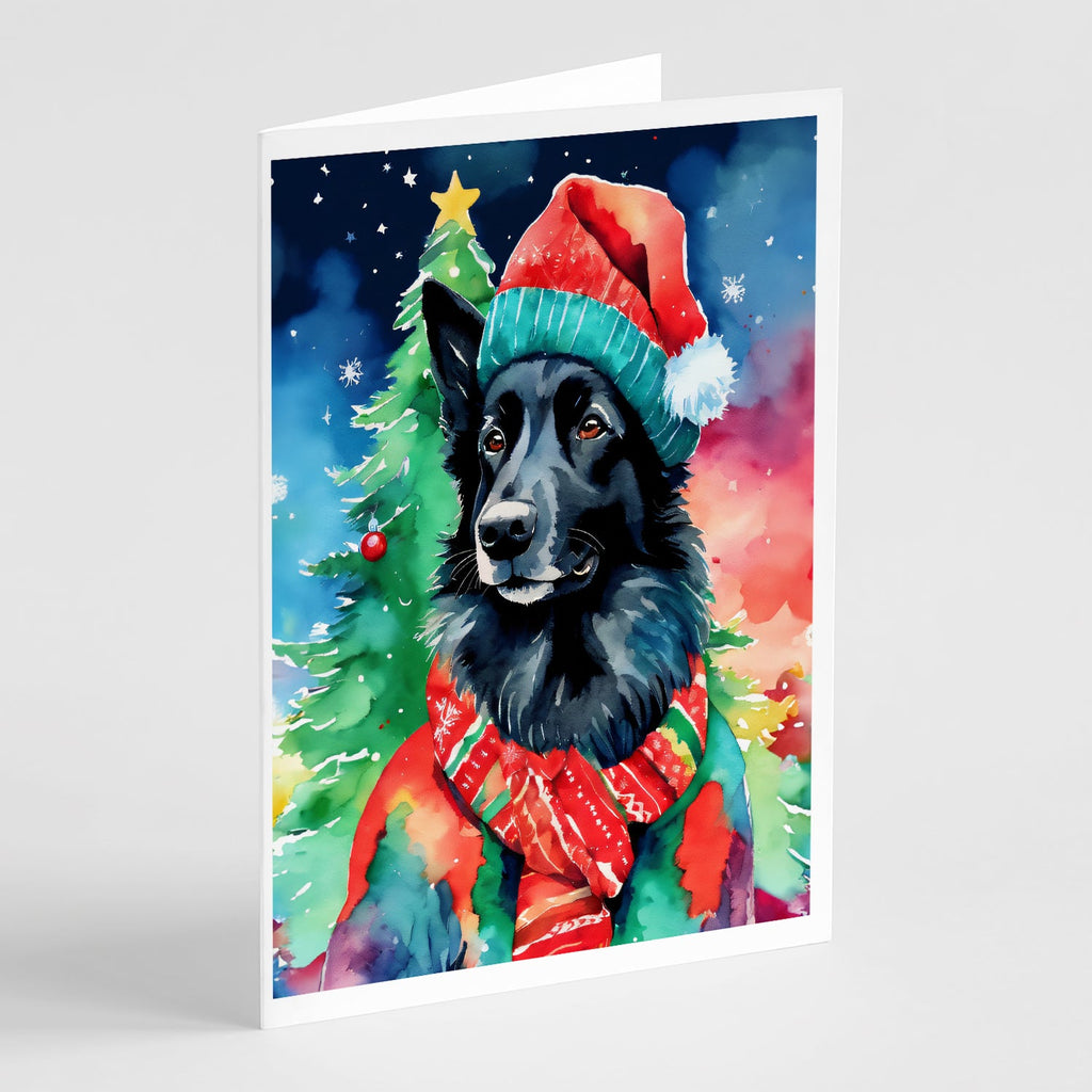 Belgian Sheepdog Christmas Greeting Cards Pack of 8 Blank Cards with Envelopes Whimsical A7 Size 5x7