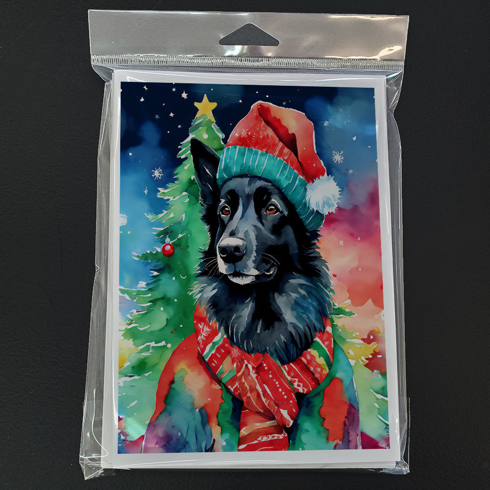 Belgian Sheepdog Christmas Greeting Cards Pack of 8 Blank Cards with Envelopes Whimsical A7 Size 5x7
