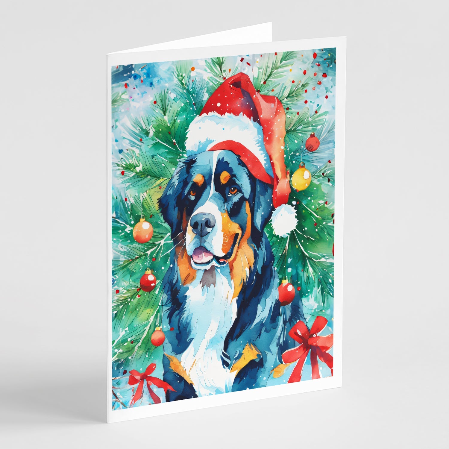Bernese Mountain Dog Christmas Greeting Cards Pack of 8 Blank Cards with Envelopes Whimsical A7 Size 5x7
