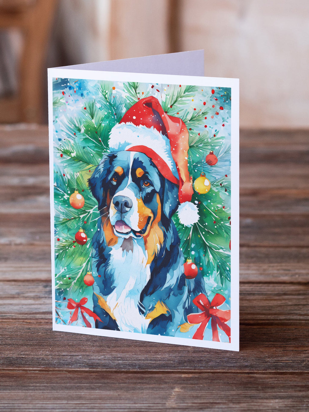 Bernese Mountain Dog Christmas Greeting Cards Pack of 8 Blank Cards with Envelopes Whimsical A7 Size 5x7