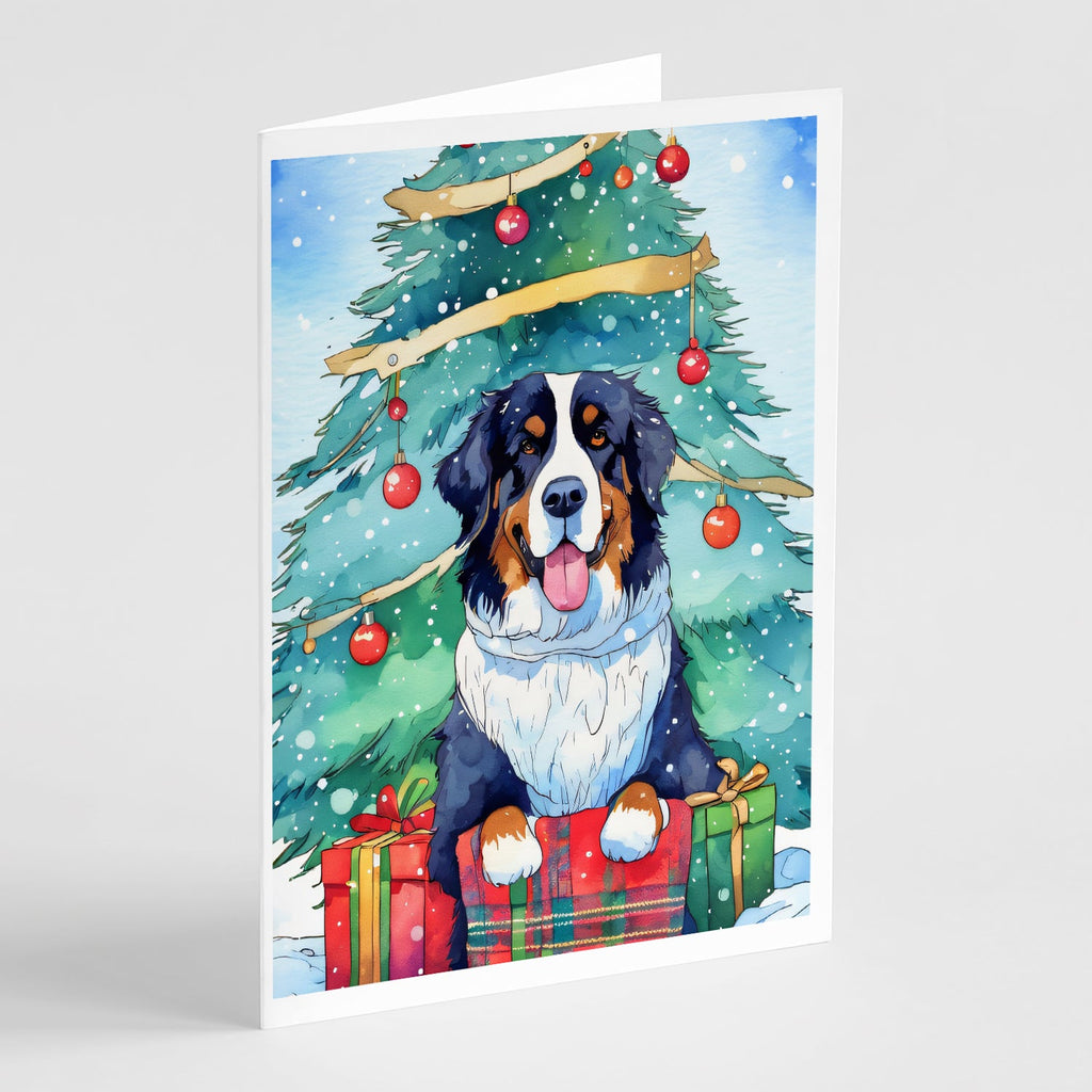 Bernese Mountain Dog Christmas Greeting Cards Pack of 8 Blank Cards with Envelopes Whimsical A7 Size 5x7