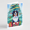 Bernese Mountain Dog Christmas Greeting Cards Pack of 8 Blank Cards with Envelopes Whimsical A7 Size 5x7