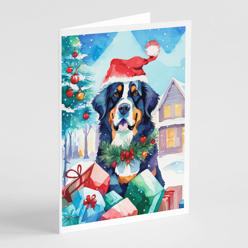 Bernese Mountain Dog Christmas Greeting Cards Pack of 8 Blank Cards with Envelopes Whimsical A7 Size 5x7