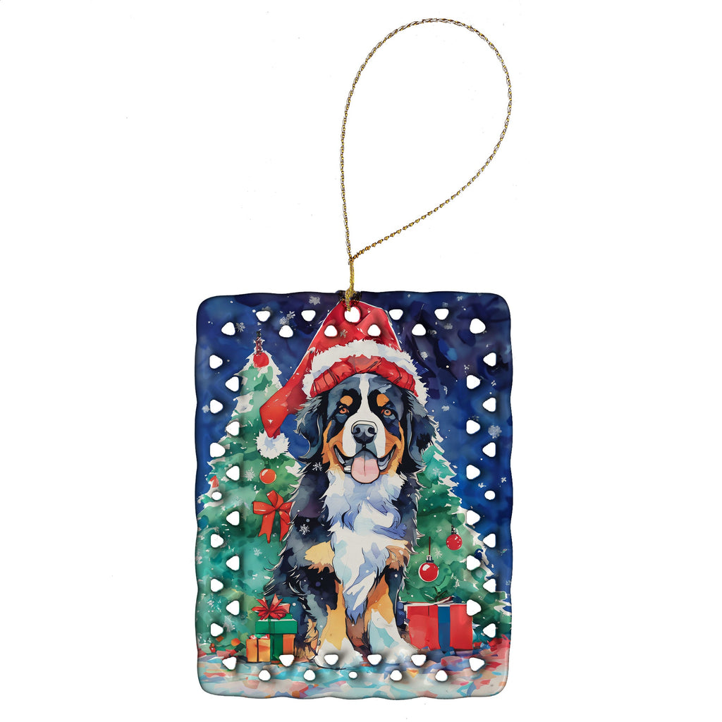 Bernese Mountain Dog Christmas Porcelain Ornament Christmas Tree Hanging Decorations for Home Christmas Holiday, Rectangle, Gift, Multicolor