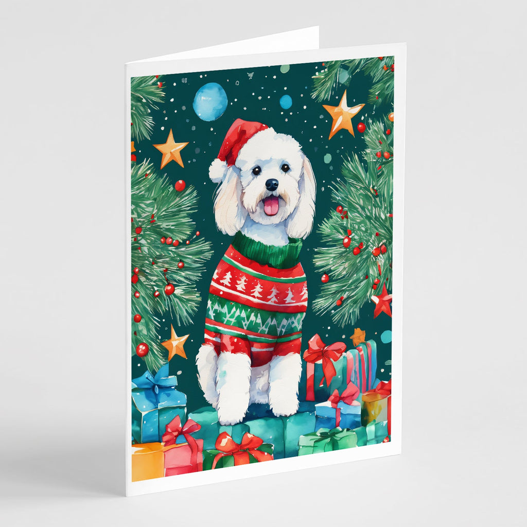 Bichon Frise Christmas Greeting Cards Pack of 8 Blank Cards with Envelopes Whimsical A7 Size 5x7