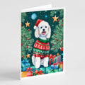Bichon Frise Christmas Greeting Cards Pack of 8 Blank Cards with Envelopes Whimsical A7 Size 5x7