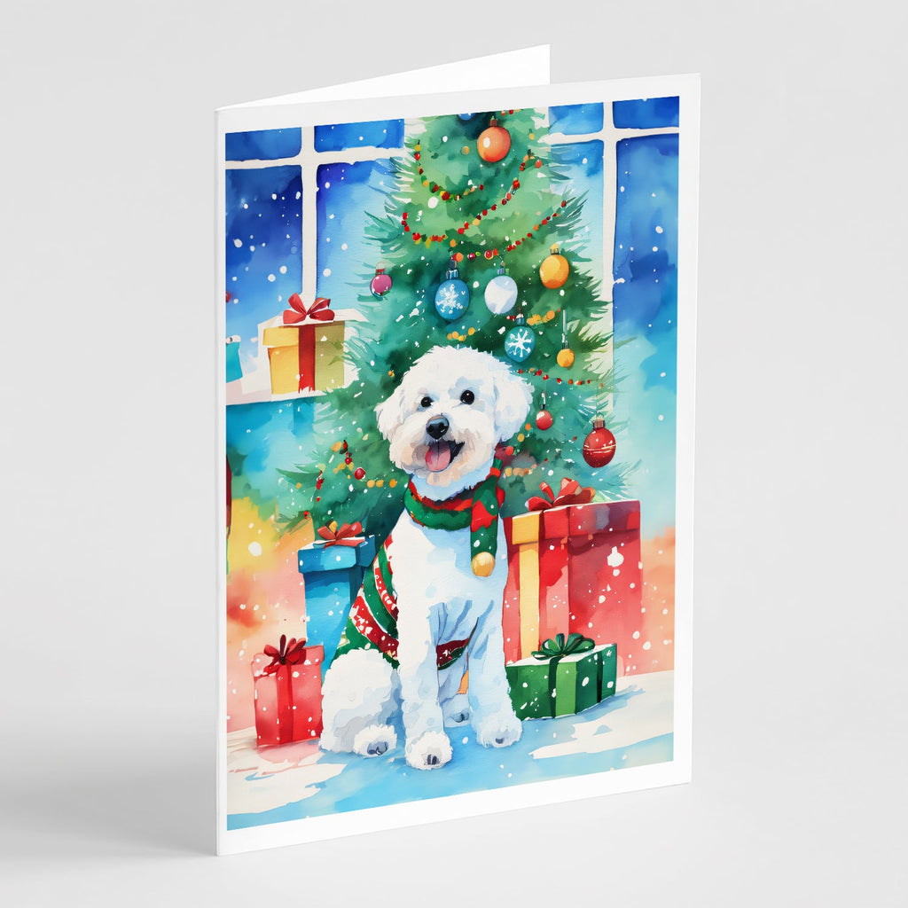 Bichon Frise Christmas Greeting Cards Pack of 8 Blank Cards with Envelopes Whimsical A7 Size 5x7