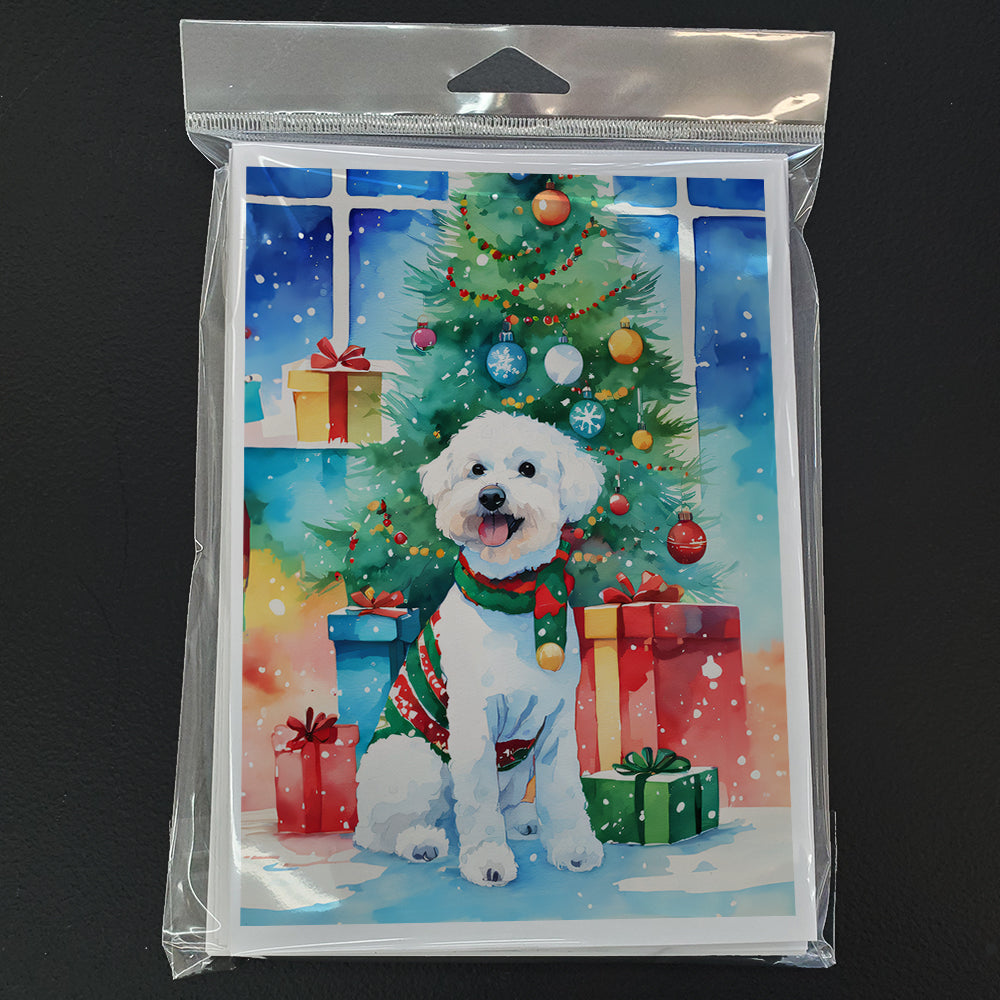 Bichon Frise Christmas Greeting Cards Pack of 8 Blank Cards with Envelopes Whimsical A7 Size 5x7