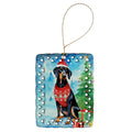 Black and Tan Coonhound Christmas Porcelain Ornament Christmas Tree Hanging Decorations for Home Christmas Holiday, Rectangle, Gift, Multicolor