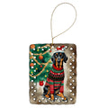 Black and Tan Coonhound Christmas Porcelain Ornament Christmas Tree Hanging Decorations for Home Christmas Holiday, Rectangle, Gift, Multicolor