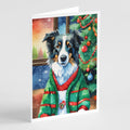 Border Collie Christmas Greeting Cards Pack of 8 Blank Cards with Envelopes Whimsical A7 Size 5x7