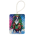 Boston Terrier Christmas Porcelain Ornament Christmas Tree Hanging Decorations for Home Christmas Holiday, Rectangle, Gift, Multicolor