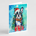 Boston Terrier Christmas Greeting Cards Pack of 8 Blank Cards with Envelopes Whimsical A7 Size 5x7
