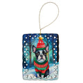 Boston Terrier Christmas Porcelain Ornament Christmas Tree Hanging Decorations for Home Christmas Holiday, Rectangle, Gift, Multicolor