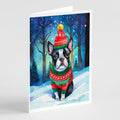 Boston Terrier Christmas Greeting Cards Pack of 8 Blank Cards with Envelopes Whimsical A7 Size 5x7