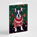 Boston Terrier Christmas Greeting Cards Pack of 8 Blank Cards with Envelopes Whimsical A7 Size 5x7