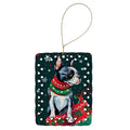 Boston Terrier Christmas Porcelain Ornament Christmas Tree Hanging Decorations for Home Christmas Holiday, Rectangle, Gift, Multicolor