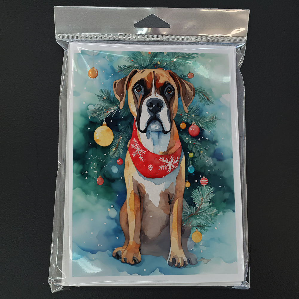 Boxer Christmas Greeting Cards Pack of 8 Blank Cards with Envelopes Whimsical A7 Size 5x7