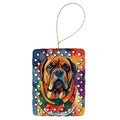 Bullmastiff Christmas Porcelain Ornament Christmas Tree Hanging Decorations for Home Christmas Holiday, Rectangle, Gift, Multicolor