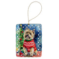 Cairn Terrier Christmas Porcelain Ornament Christmas Tree Hanging Decorations for Home Christmas Holiday, Rectangle, Gift, Multicolor
