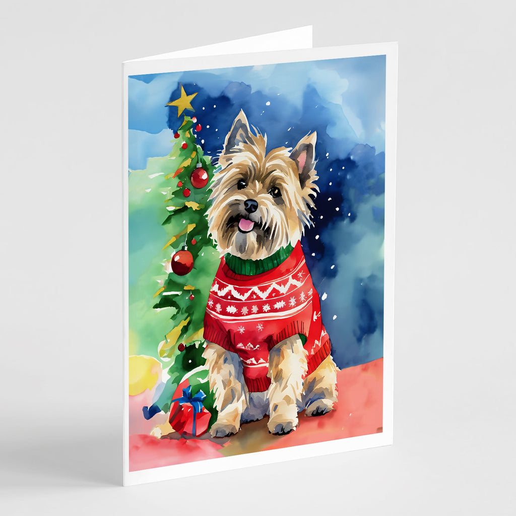 Cairn Terrier Christmas Greeting Cards Pack of 8 Blank Cards with Envelopes Whimsical A7 Size 5x7