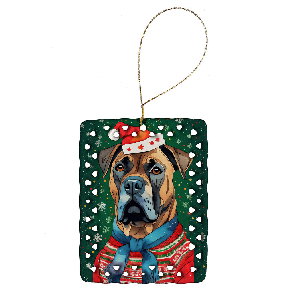 Cane Corso Christmas Porcelain Ornament Christmas Tree Hanging Decorations for Home Christmas Holiday, Rectangle, Gift, Multicolor