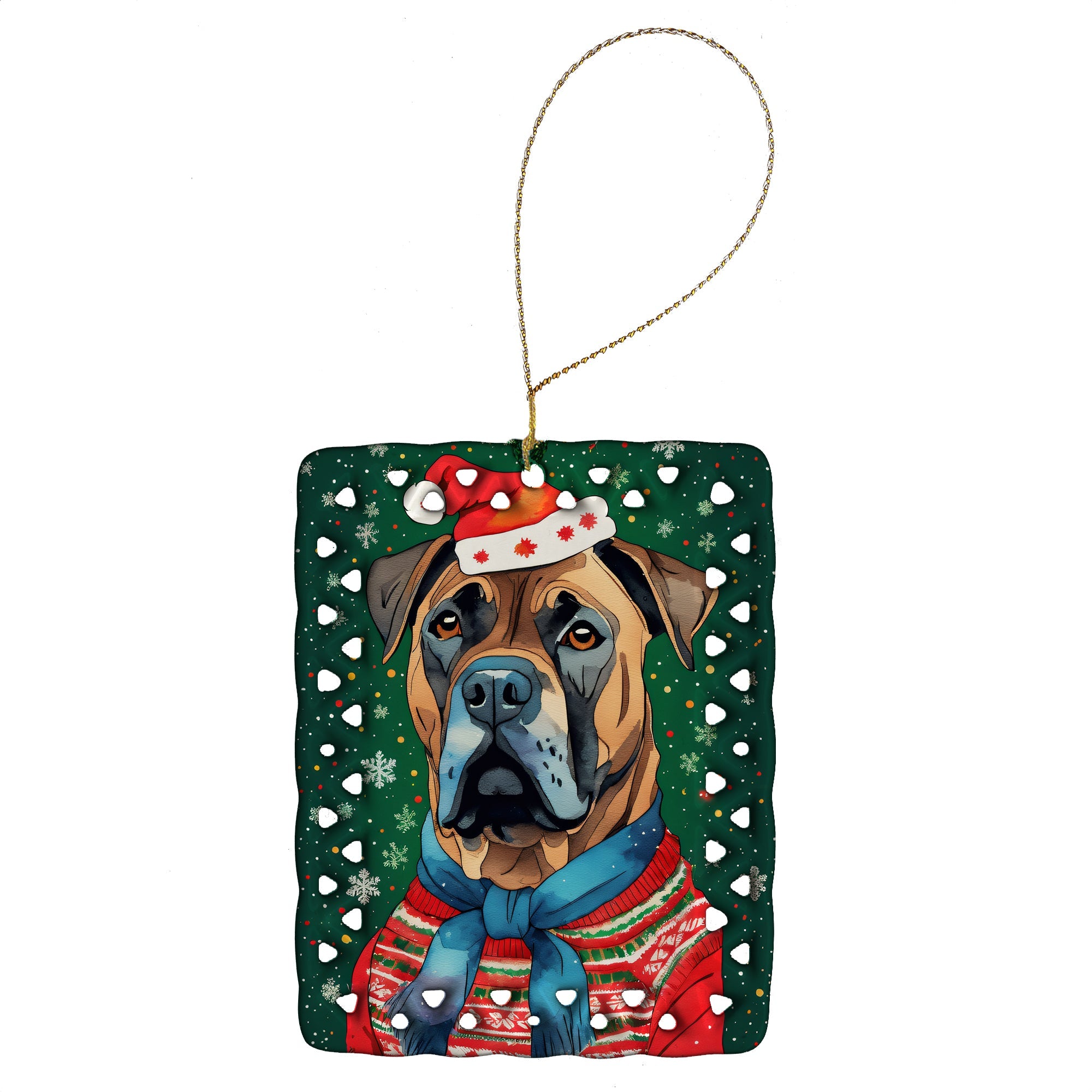 Cane Corso Christmas Porcelain Ornament Christmas Tree Hanging Decorations for Home Christmas Holiday, Rectangle, Gift, Multicolor