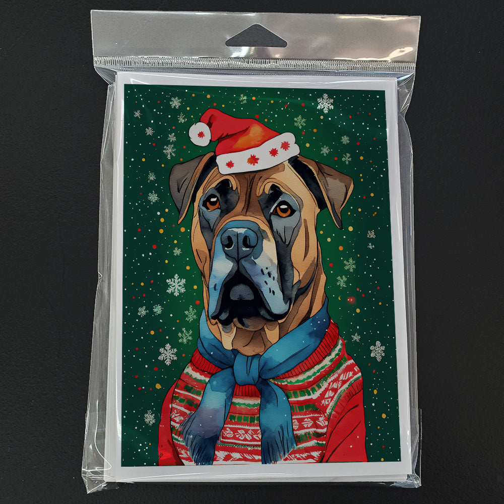 Cane Corso Christmas Greeting Cards Pack of 8 Blank Cards with Envelopes Whimsical A7 Size 5x7
