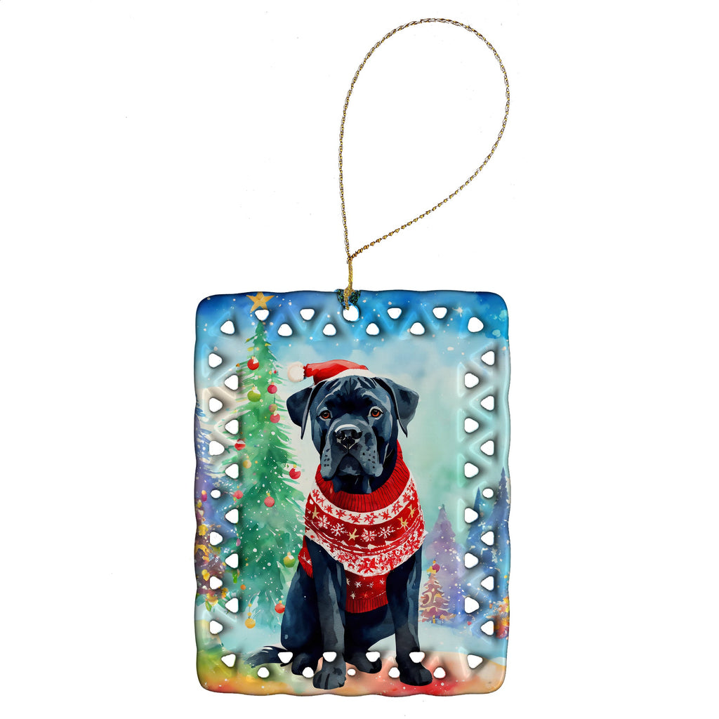 Cane Corso Christmas Porcelain Ornament Christmas Tree Hanging Decorations for Home Christmas Holiday, Rectangle, Gift, Multicolor