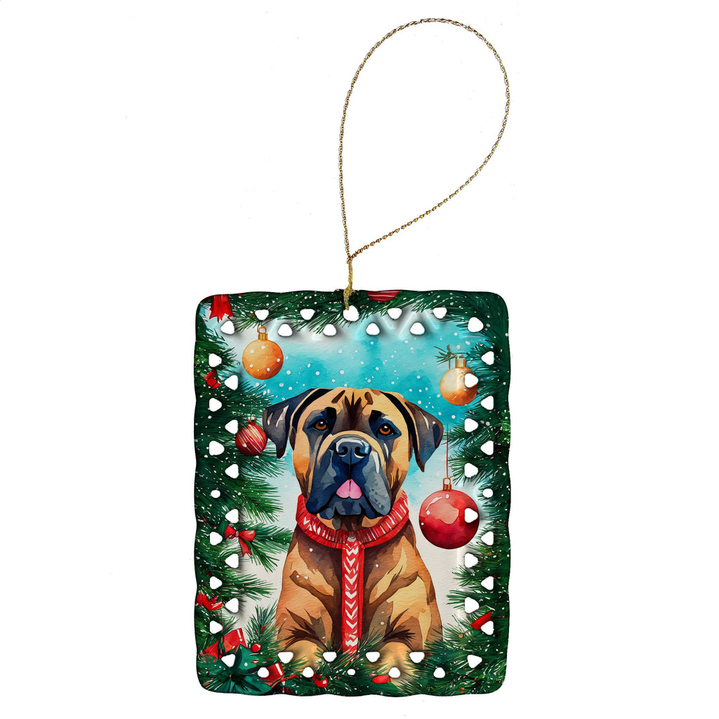 Cane Corso Christmas Porcelain Ornament Christmas Tree Hanging Decorations for Home Christmas Holiday, Rectangle, Gift, Multicolor