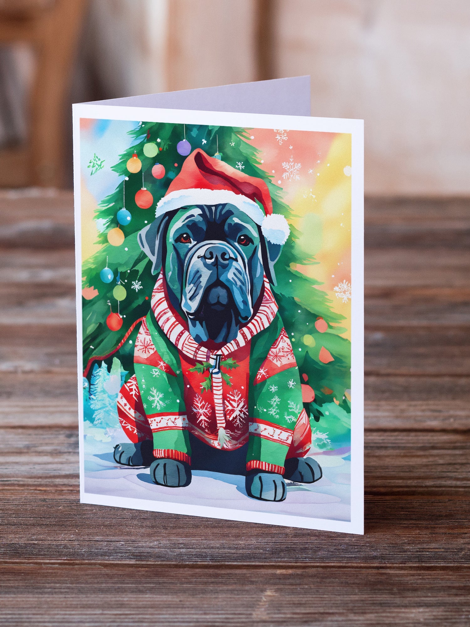 Cane Corso Christmas Greeting Cards Pack of 8 Blank Cards with Envelopes Whimsical A7 Size 5x7