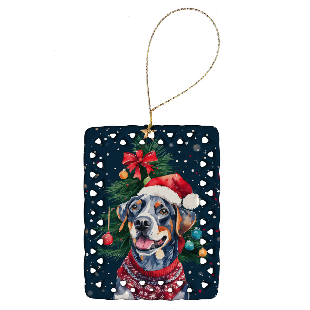 Catahoula Christmas Porcelain Ornament Christmas Tree Hanging Decorations for Home Christmas Holiday, Rectangle, Gift, Multicolor