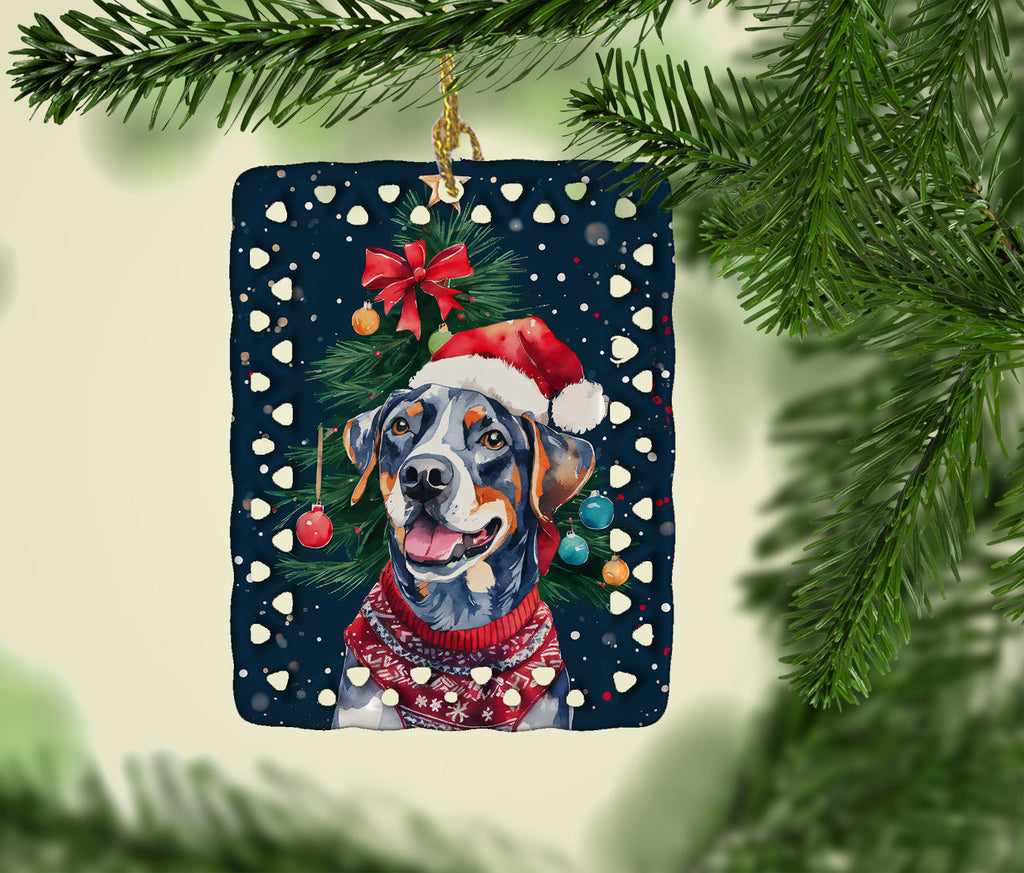 Catahoula Christmas Porcelain Ornament Christmas Tree Hanging Decorations for Home Christmas Holiday, Rectangle, Gift, Multicolor