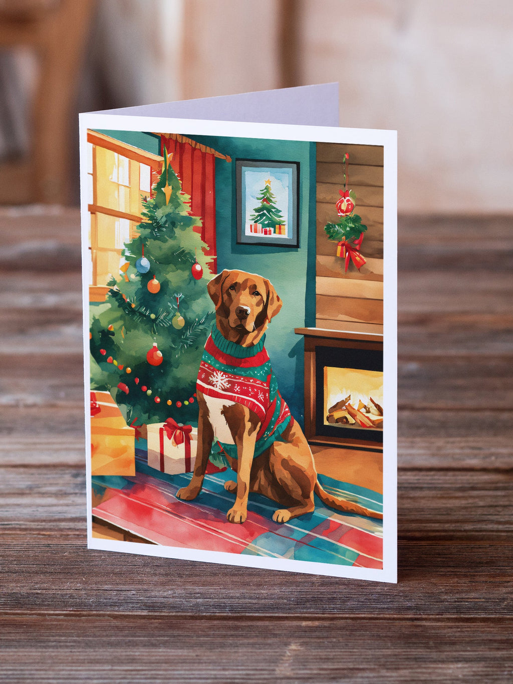 Chesapeake Bay Retriever Christmas Greeting Cards Pack of 8 Blank Cards with Envelopes Whimsical A7 Size 5x7