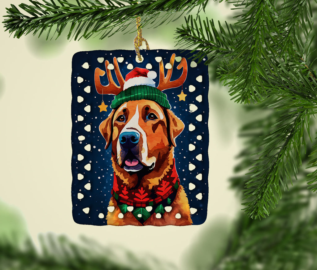 Chesapeake Bay Retriever Christmas Porcelain Ornament Christmas Tree Hanging Decorations for Home Christmas Holiday, Rectangle, Gift, Multicolor