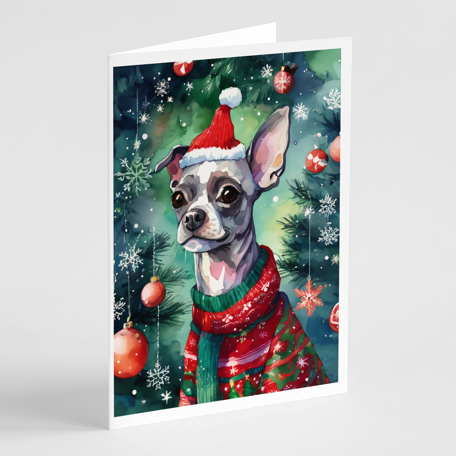 Chinese Crested Christmas Greeting Cards Pack of 8 Blank Cards with Envelopes Whimsical A7 Size 5x7