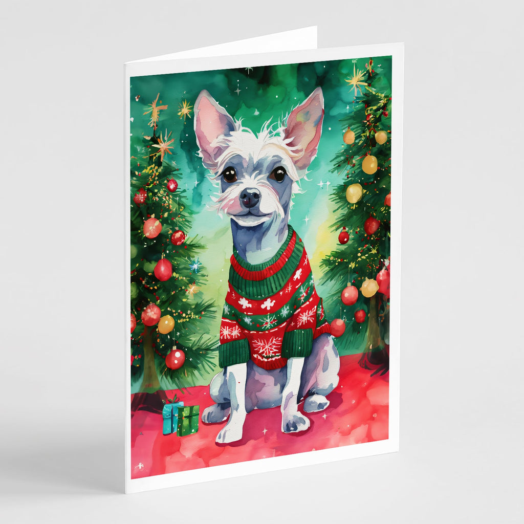 Chinese Crested Christmas Greeting Cards Pack of 8 Blank Cards with Envelopes Whimsical A7 Size 5x7