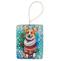 Corgi Christmas Porcelain Ornament Christmas Tree Hanging Decorations for Home Christmas Holiday, Rectangle, Gift, Multicolor