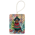 Dachshund Christmas Porcelain Ornament Christmas Tree Hanging Decorations for Home Christmas Holiday, Rectangle, Gift, Multicolor