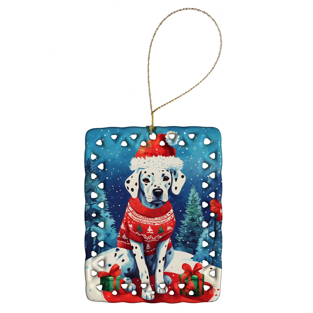 Dalmatian Christmas Porcelain Ornament Christmas Tree Hanging Decorations for Home Christmas Holiday, Rectangle, Gift, Multicolor