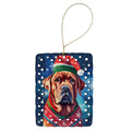Dogue de Bordeaux Christmas Porcelain Ornament Christmas Tree Hanging Decorations for Home Christmas Holiday, Rectangle, Gift, Multicolor