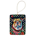 English Bulldog Christmas Porcelain Ornament Christmas Tree Hanging Decorations for Home Christmas Holiday, Rectangle, Gift, Multicolor