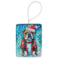 English Bulldog Christmas Porcelain Ornament Christmas Tree Hanging Decorations for Home Christmas Holiday, Rectangle, Gift, Multicolor