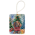 English Cocker Spaniel Christmas Porcelain Ornament Christmas Tree Hanging Decorations for Home Christmas Holiday, Rectangle, Gift, Multicolor