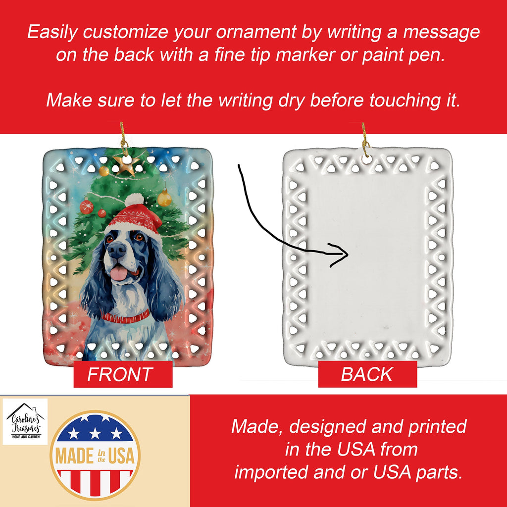 English Setter Christmas Porcelain Ornament Christmas Tree Hanging Decorations for Home Christmas Holiday, Rectangle, Gift, Multicolor