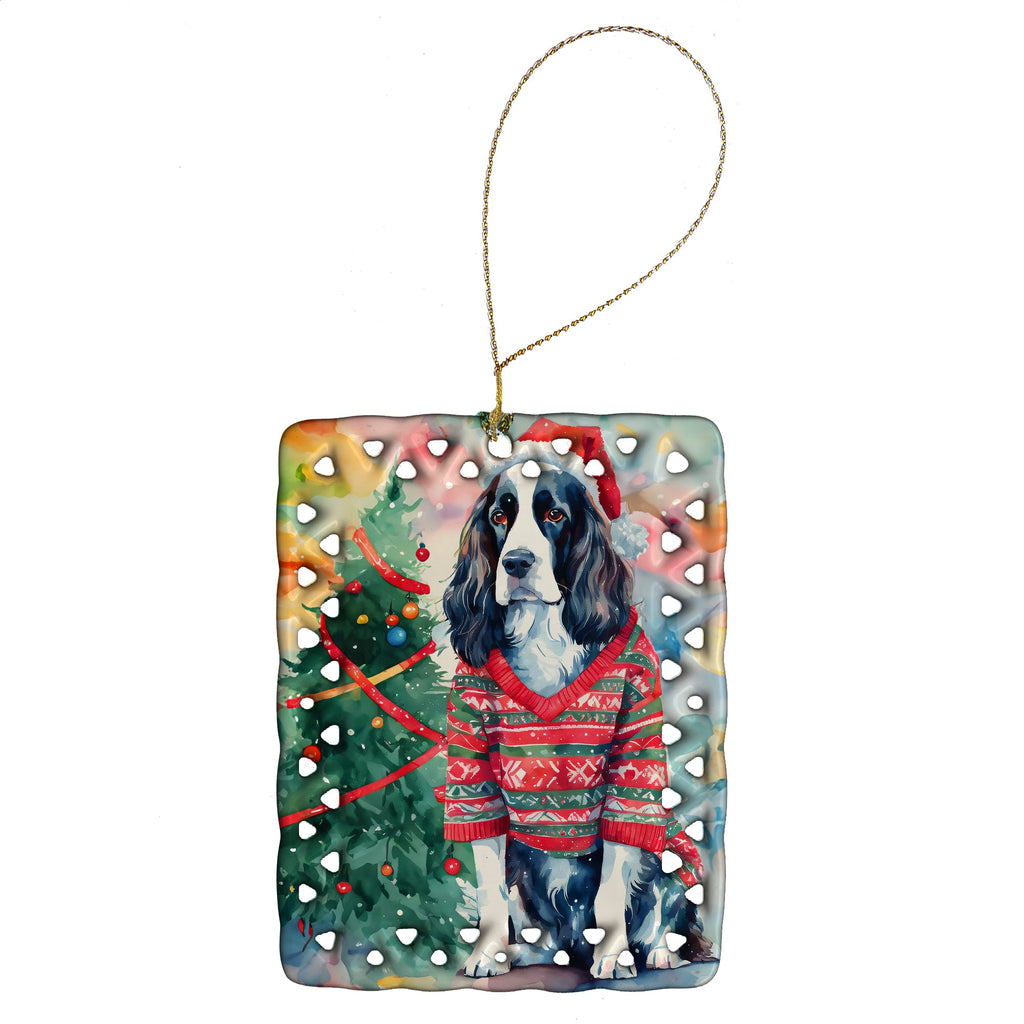 English Springer Spaniel Christmas Porcelain Ornament Christmas Tree Hanging Decorations for Home Christmas Holiday, Rectangle, Gift, Multicolor