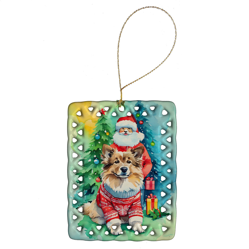 Finnish Lapphund Christmas Porcelain Ornament Christmas Tree Hanging Decorations for Home Christmas Holiday, Rectangle, Gift, Multicolor